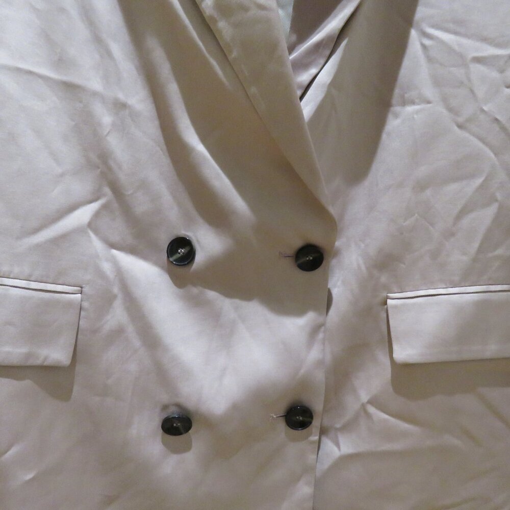 ZARA Long Buttoned Collared Satin Blazer in Blush Pink Pastel Preppy - Size S - Picture 8 of 14